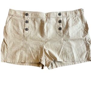 Attention Linen Blend Tan Shorts |‎ Double Button Front | Size XL